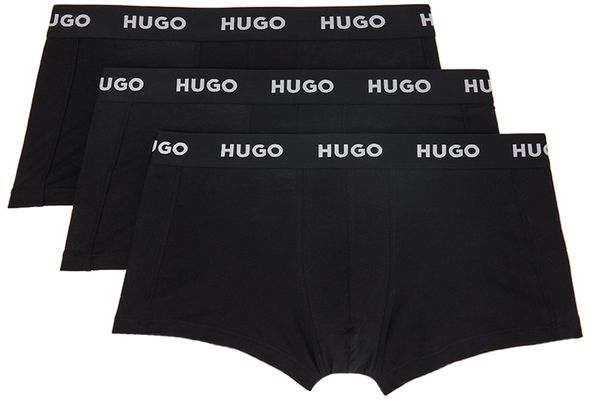 Hugo Three-Pack Black Logo Boxer Briefs