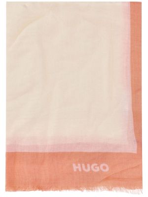 HUGO two-tone frayed scarf - Neutrals