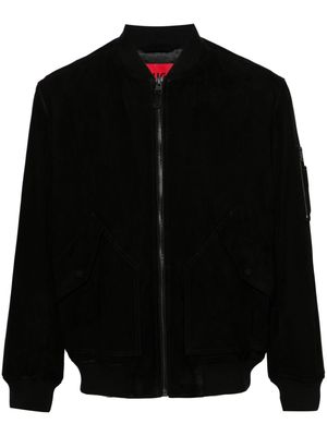 HUGO zip-up suede bomber jacket - Black