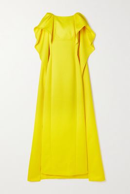 Huishan Zhang - Amory Layered Paneled Duchesse-satin Gown - Yellow
