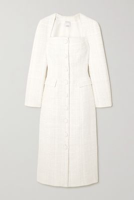 Huishan Zhang - Celena Tweed Midi Dress - White