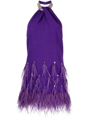 Huishan Zhang Ella feather-detail crystal-embellished top - Purple