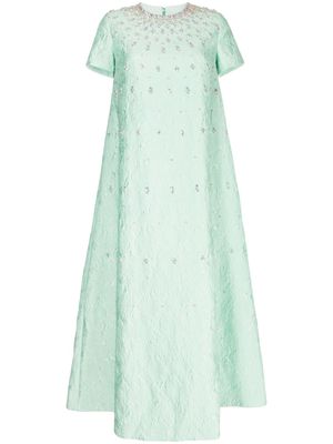 Huishan Zhang Florian crystal-embellished cloqué-effect gown - Green