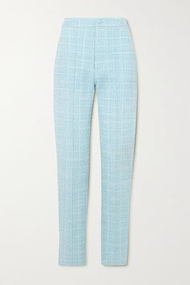 Huishan Zhang - Francesca Tweed Straight-leg Pants - Blue