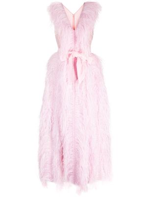 Huishan Zhang Irina feather-trim sleeveless gown - Pink
