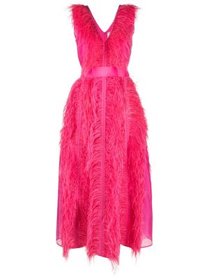 Huishan Zhang Irina ostrich-feather maxi dress - Pink