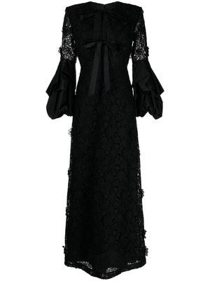 Huishan Zhang Jayma lace-embellished silk gown - Black