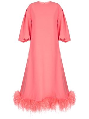 Huishan Zhang Poppy feather-trim maxi dress - Pink