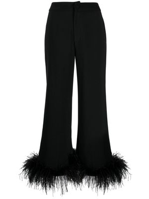 Huishan Zhang Randall feather-embellished silk trousers - Black