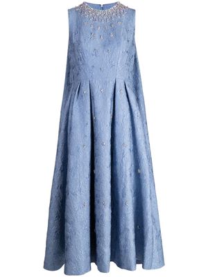 Huishan Zhang Renee crystal-embellished cloqué-effect sleeveless dress - Blue