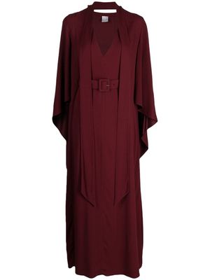 Huishan Zhang Salina cape-sleeve belted maxi dress - Red