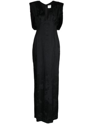 Huishan Zhang Zinnia floral-jacquard sleeveless silk gown - Black