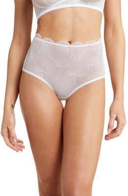 Huit Lace & Mesh High Waist Briefs in White