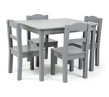 Humble Crew Camden Kids Wood Table and 4 Chair Set, Grey