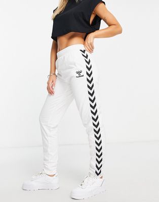 Hummel classic taped track pants in white