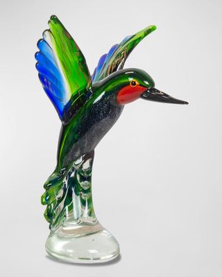 Hummingbird Art Glass Sculpture