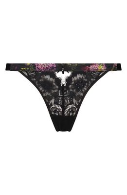 Hunkemöller Amelie Lace & Mesh G-String Thong in Caviar