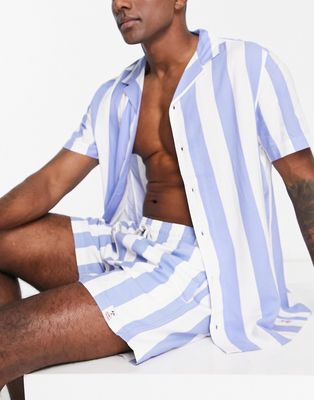 Hunky Trunks beach shirt in light blue stripe