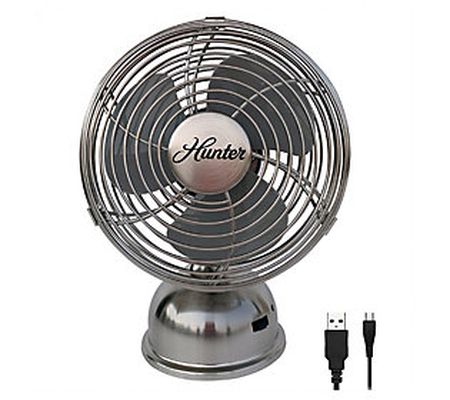 Hunter 5" Personal Retro USB Fan Brushed Nickel
