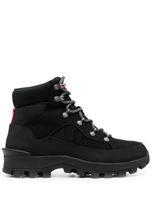 Hunter Black Explorer Commando Lace-Front Boots