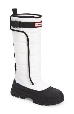 Hunter Intrepid Tall Waterproof Snow Boot in White/Black