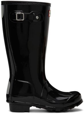 Hunter Kids Black Gloss Big Kids Boots