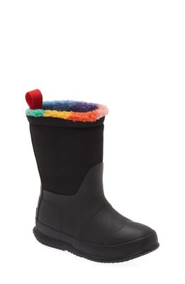 Hunter Kids' Rainbow Fleece Snow Boot in Black