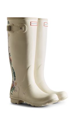 Hunter Original Floral Waterproof Rain Boot in Shaded White
