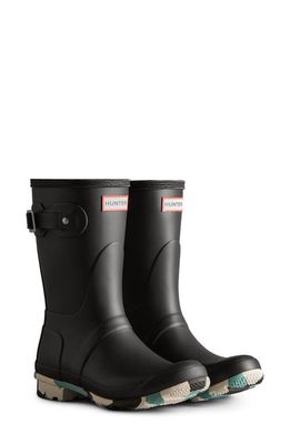 Hunter Original Short Colour Splash Waterproof Rain Boot in Blk/wht Willow/birseyeble