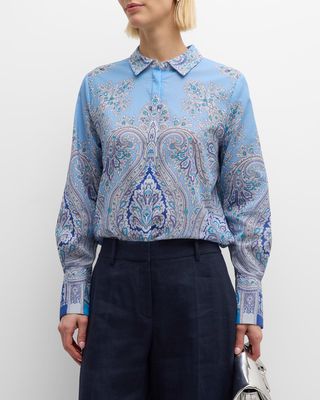 Hunter Paisley-Print Cotton Blouse