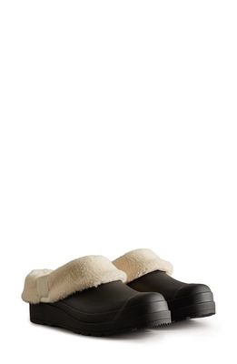 Hunter Play Faux Shearling Lined Clog in Black