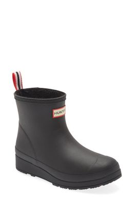 Hunter Play Short Faux Shearling Lined Waterproof Rain Boot in Black