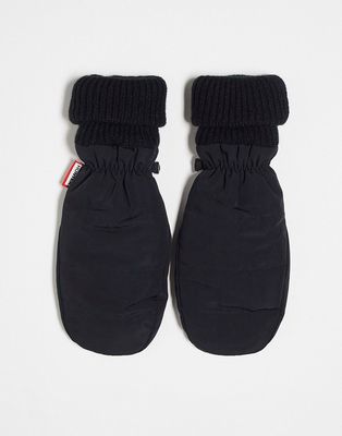 Hunter quilted logo mittens in black