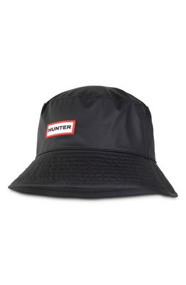 Hunter Rain Rubber Logo Bucket Hat in Black