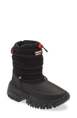 Hunter Wanderer Faux Shearling Waterproof Boot in Black