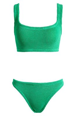 Hunza G Crinkle Two-Piece Swimsuit in Emerald