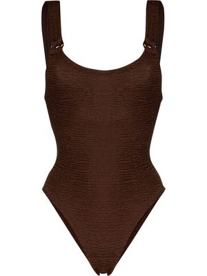 Hunza G Domino crinkle-effect swimsuit - Brown