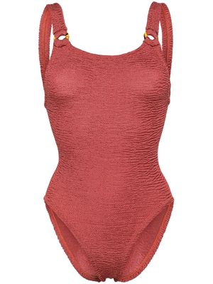 Hunza G Domino crinkled-effect swimsuit - Red