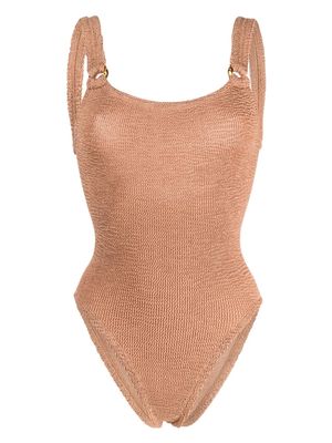 Hunza G Jessica crinkled-effect swimsuit - Brown