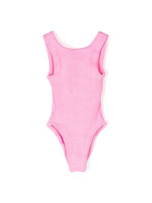 Hunza G Kids Alva ruched bow-detail swimsuit - Pink