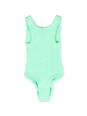 Hunza G Kids Classic seersucker swimsuit - Green