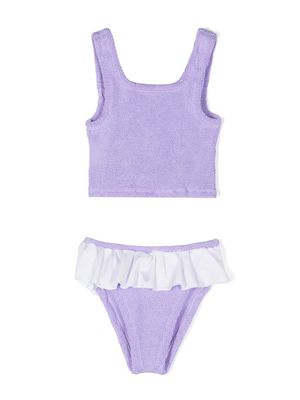 Hunza G Kids Olive ruffled bikini set - Purple
