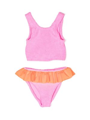 Hunza G Kids scoop-neck crinkled bikini set - Pink