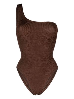 Hunza G Nancy one-shoulder crinkled swimsuit - Brown