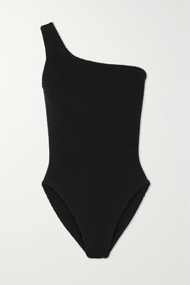 Hunza G - Nancy One-shoulder Seersucker Swimsuit - Black