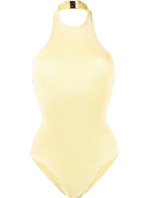 Hunza G Polly crinkled-design swimsuit - Yellow