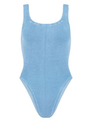 Hunza G square-neck crinkle swimsuit - Blue