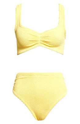 Hunza G Taylor Crinkle Two-Piece Swimsuit in Yellow