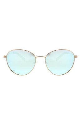 Hurley 60mm Polarized Round Sunglasses in Gold