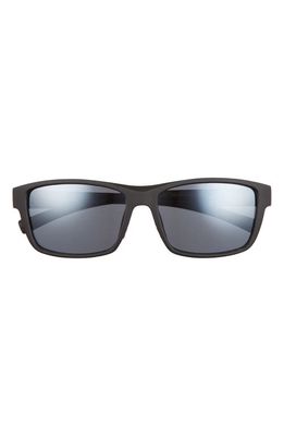 Hurley Beach Days 58mm Polarized Rectangular Sunglasses in Rubberized Black/Smoke Base